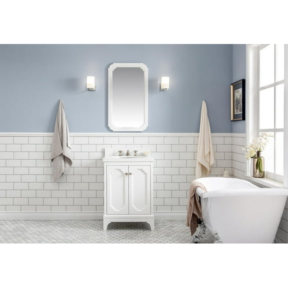 Water Creation Queen 24" Wood Single Bathroom Vanity in Pure White