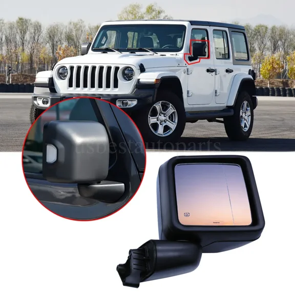 Driver Side View Power Heated Door Mirror Black Fit For Jeep Wrangler JL 2018-21