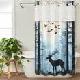 thumbnail image 3 of Forest Elk No Hook Shower Curtain Waterproof, Bathroom Curtains with Snap in Liners and See Through Top Window, Deer Birds Nature Tree Antlers Mountain Hotel Style Bathtub Curtains Shower 54"Wx78"L, 3 of 8