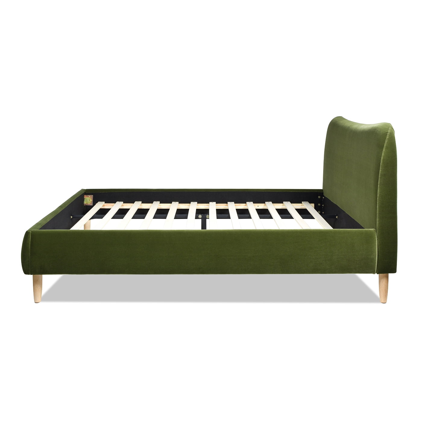 Jennifer Taylor Home Roman Curved Headboard Upholstered Platform Bed, King, Olive Green Performance Velvet