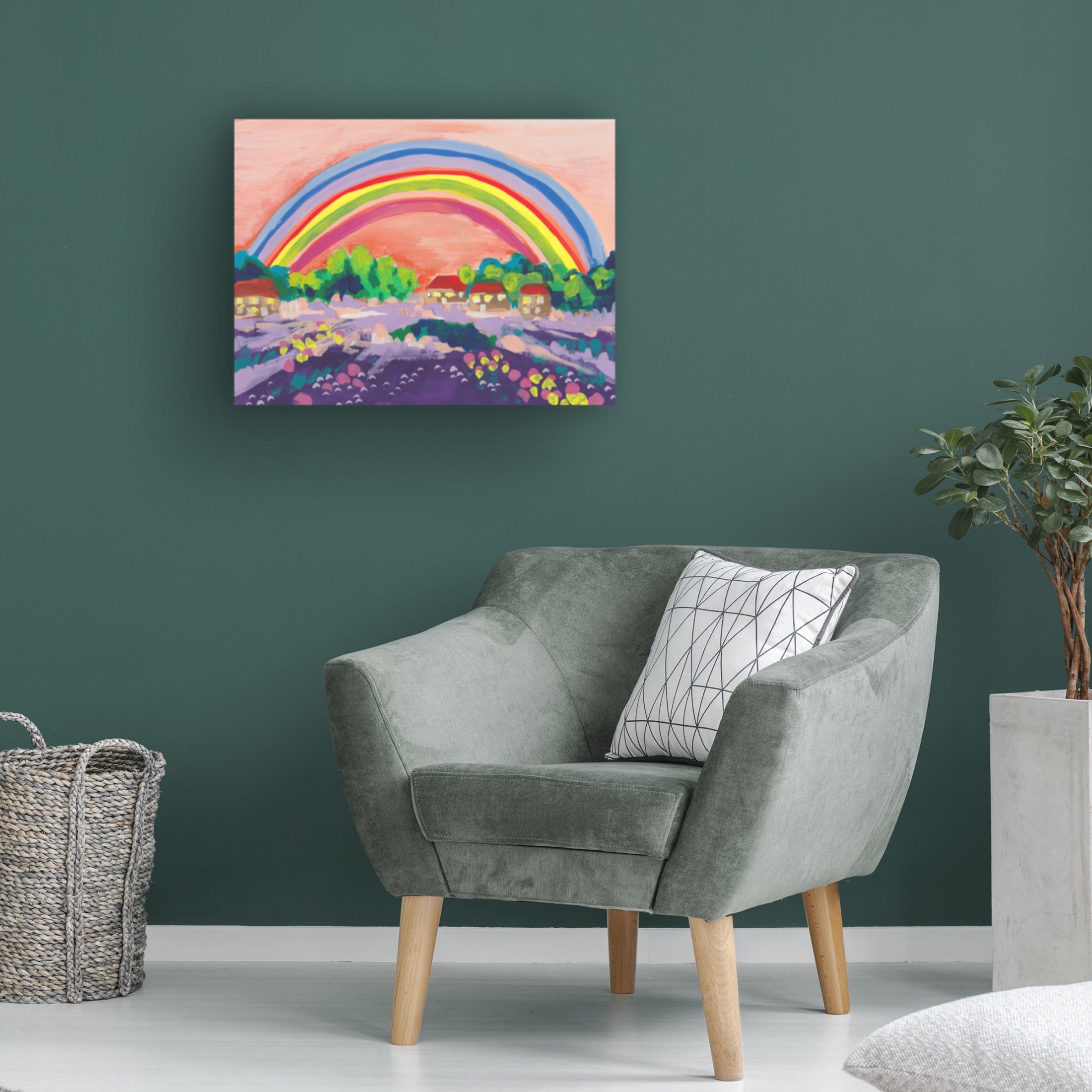 Trademark Fine Art Ania Zwara  Countryside Rainbow On Orange Canvas Wall Art