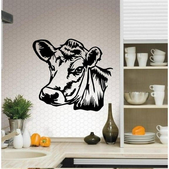 Cow: Wall or Window Decal ~ 22" x 24" (Black)
