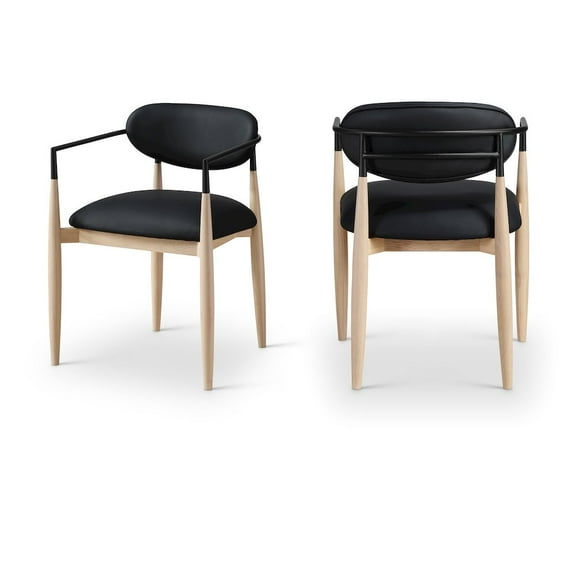 Meridian Furniture Riccio Black Vegan Leather Dining Arm Chair (Set of 2)