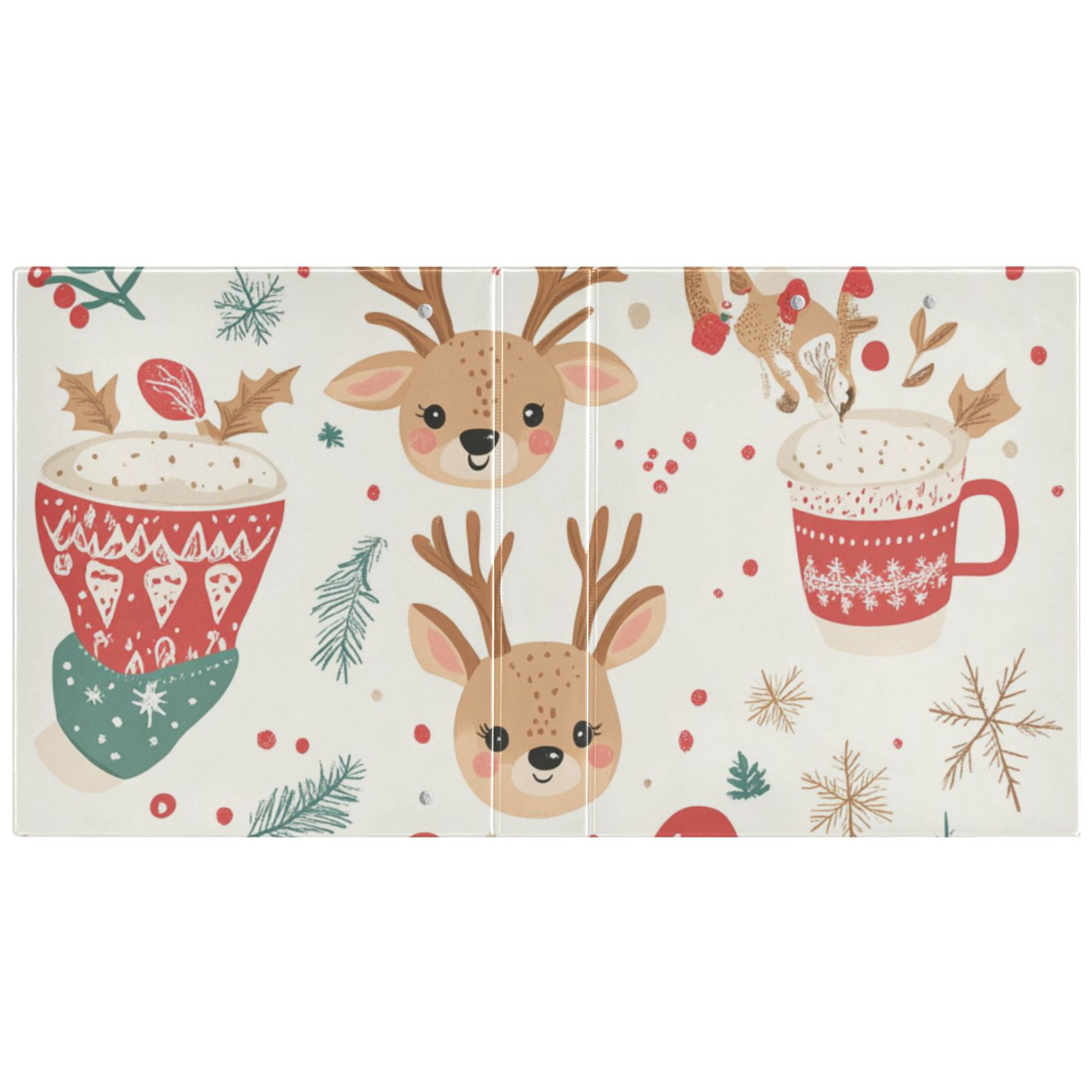 Christmas Deer Snow Cup 3 Ring Binders 1.5 inch Hardcover File Folders with Interior Pockets A4 Size Organizer for School Office Hospital