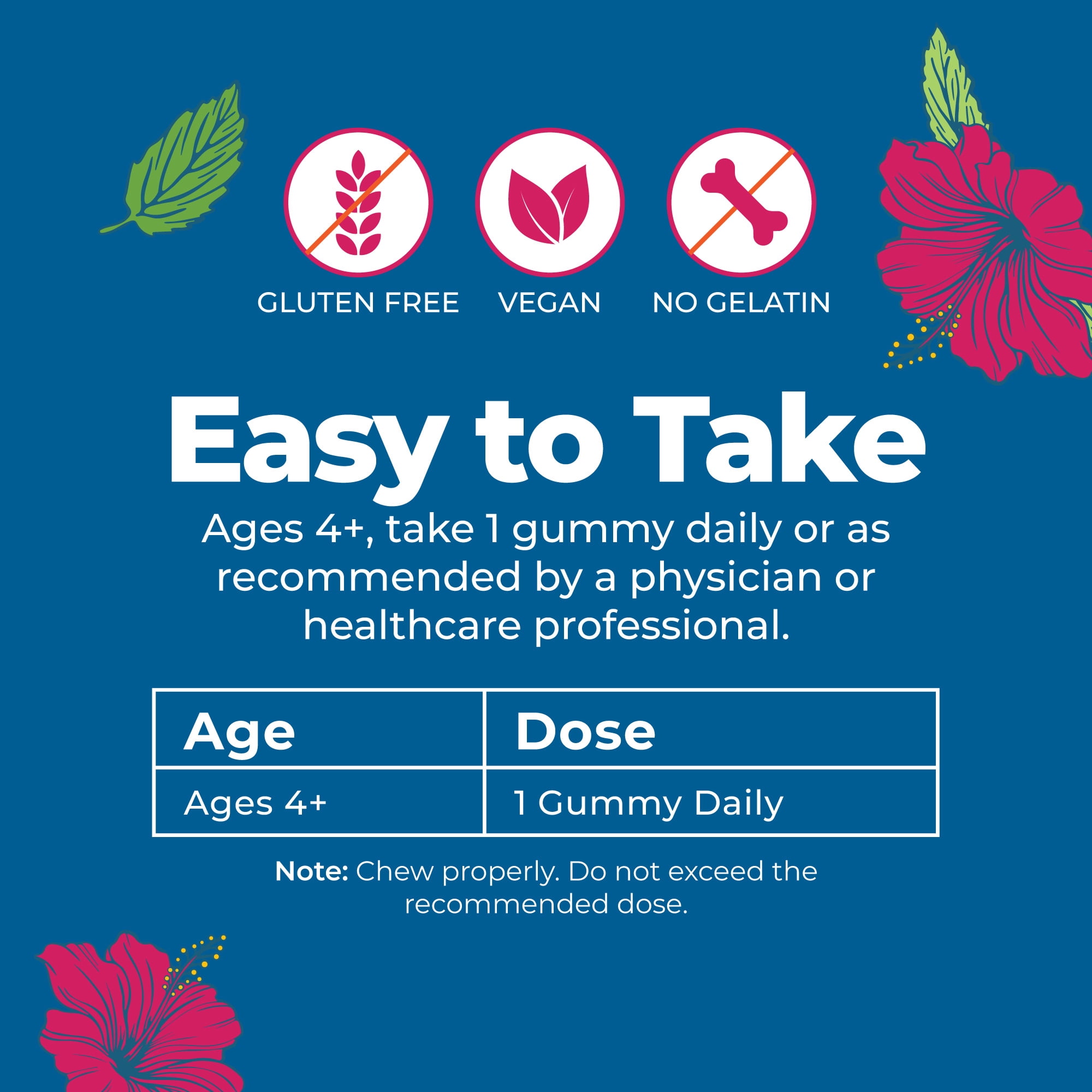 MaryRuth's Magnesium Calm Gummies for Kids Ages 4+, Muscle Support, Bone Health, Vegan, Gluten-Free, Hibiscus Flavor, 60 Count