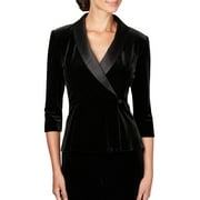 ALEX EVENINGS $119 Womens New Black Velvet Peplum Top S B+B