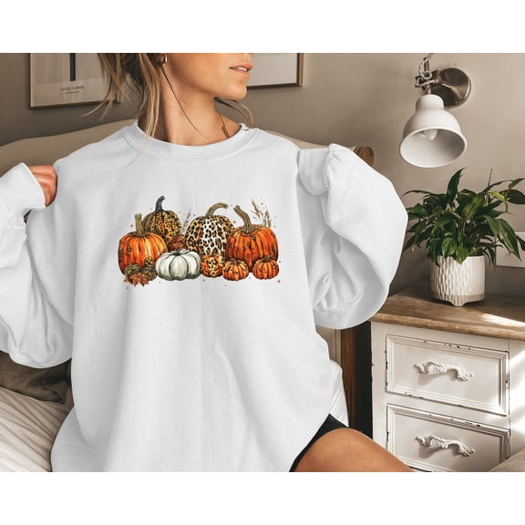 Retro Leopard Pumpkin Sweatshirt, Fall Sweatshirt,Thanksgiving Hoodie Halloween Pumpkin Hoodie, Autumn Sweater For Women, Cute Fall Clothing