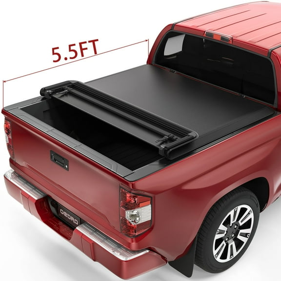 RVNI 5.5ft Soft 4 Fold Truck Bed Tonneau Cover for 14-21 Toyota Tundra w/ Deck Rail System