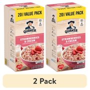 (2 pack) Quaker, Instant Oatmeal, Strawberry & Cream, 1.1 oz, 20 Packets