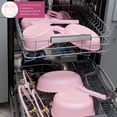 thumbnail image 5 of Paris Hilton - Juego de utensilios de cocina antiadherentes de cerámica de aluminio fundido con revestimiento antiadherente de doble capa, perillas de corazón dorado, asas que se mantienen frescas,, 5 of 5