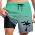 thumbnail image 1 of Board Shorts Male Swim Trunks With Liner Inseam Board Shorts Bathing Suit With Pockets Beach Shorts Light Green M, 1 of 4