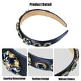 thumbnail image 4 of Unique Bargains Bling Vintage Flowers Rhinestone Blue Satin Wide Edge Headband for Women, 5.12"x1.18", 1Pcs, 4 of 7