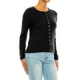 thumbnail image 4 of Women's Solid Long Sleeve Crew Neck Snap Button Soft Sweater Cardigan, 4 of 6
