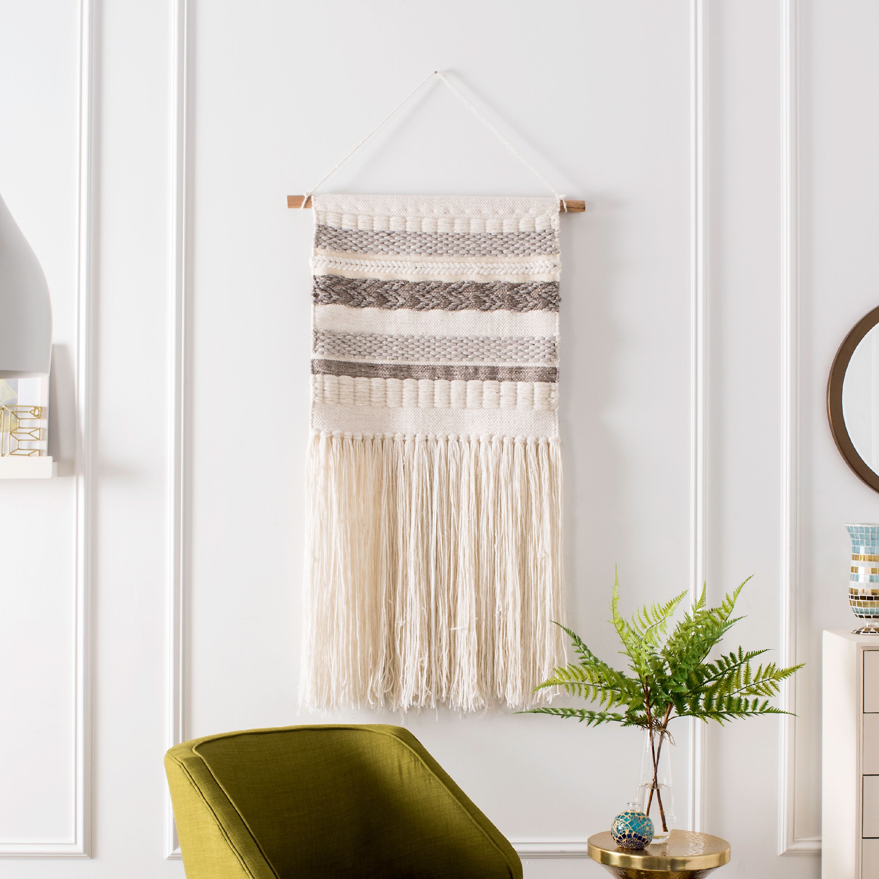 Safavieh Sedona Harlon Bohemian Woven Wall Tapestry, Ivory/Grey