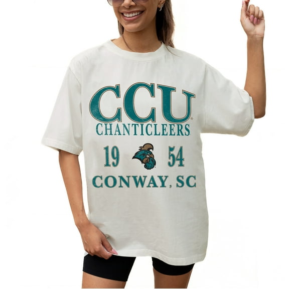 Women's Gameday Couture Cream Coastal Carolina Chanticleers Unity Oversized T-Shirt