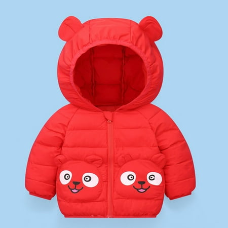

Sweater For Child Toddler Boys Girls Winter Windproof Cartoon Bear Prints Bear Ears Hooded Jacket Kids Warm Outerwear Coat