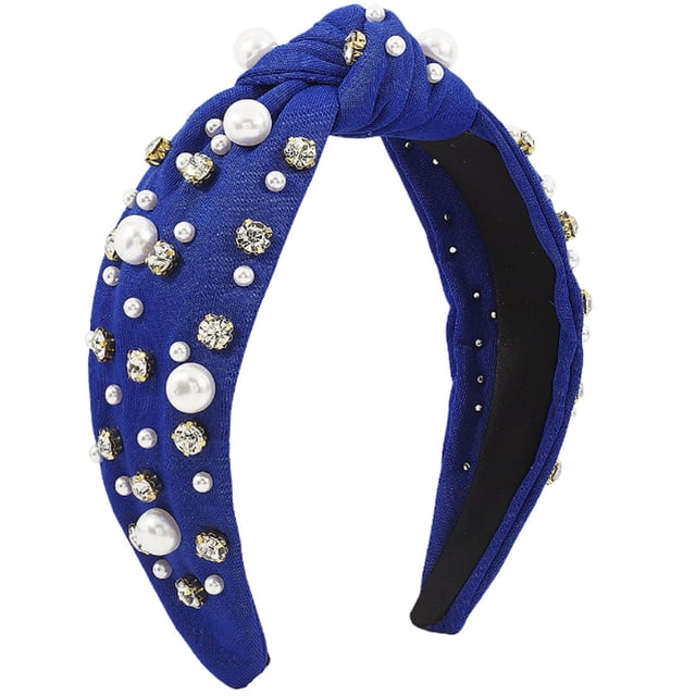 Bandas Laklulu para mujeres, bandas para mujeres, bandas para mujeres, banda ancha anudada, banda para el cabello superior adornada con joyas, elegante banda para el cabello para damas