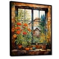 thumbnail image 2 of Designart "Summer Blooms at the Farmhouse Window I" Farm Framed Wall Art - Country Brown Farm Windows Entryway Framed Wall Art, 2 of 6