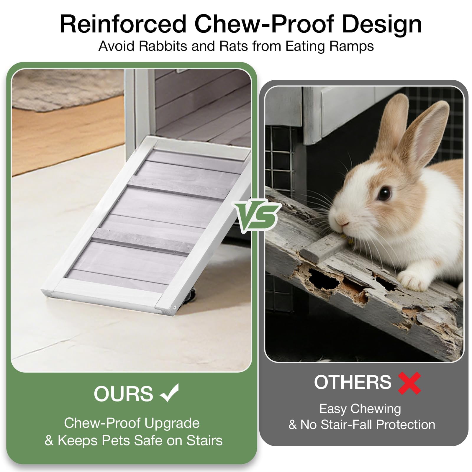 Aivituvin Rabbit Hutch Indoor Outdoor, Large Bunny Cage with Double House and Run, 10.4 ft² Guinea Pig House, Upgrade Deeper No-Leak Trays, On Wheels for Easy Moving