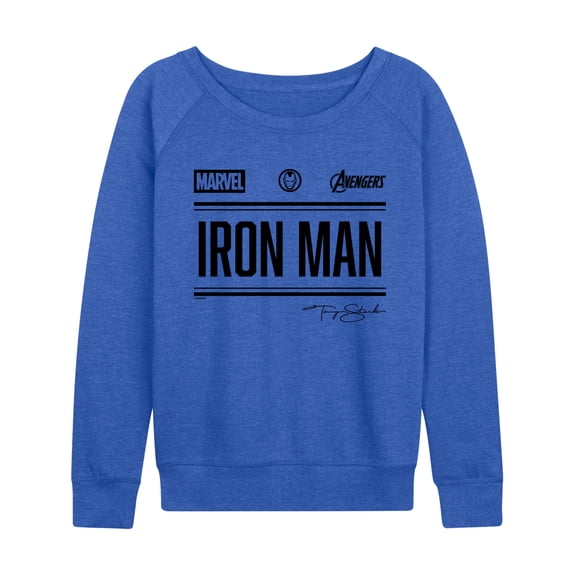 Iron Man - Iron Man Jersey Lightweight French Terry Wide Neck Long Sleeve Graphic Shirt