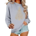 thumbnail image 3 of VKOYWKM Christmas Tree Print Sweatshirts for Women Christmas Sweatshirt Fleece Long Sleeve Crewneck Pullover Tops Holiday Gifts Oversized Sweatshirt, 3 of 7