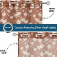 thumbnail image 4 of Vargottam Brown Floral Vines Print Sheer Georgette Curtains for Windows & Small Doors - Set of 2 Panels, 72" Long, Grommet Top, Printed Light Filtering Drapes for Living Room or Study, 4 of 9