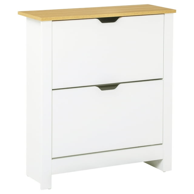 HOMCOM Armoire à Chaussures Étroite pour Entrée avec 2 Tiroirs Basculants Tablette Ajustable