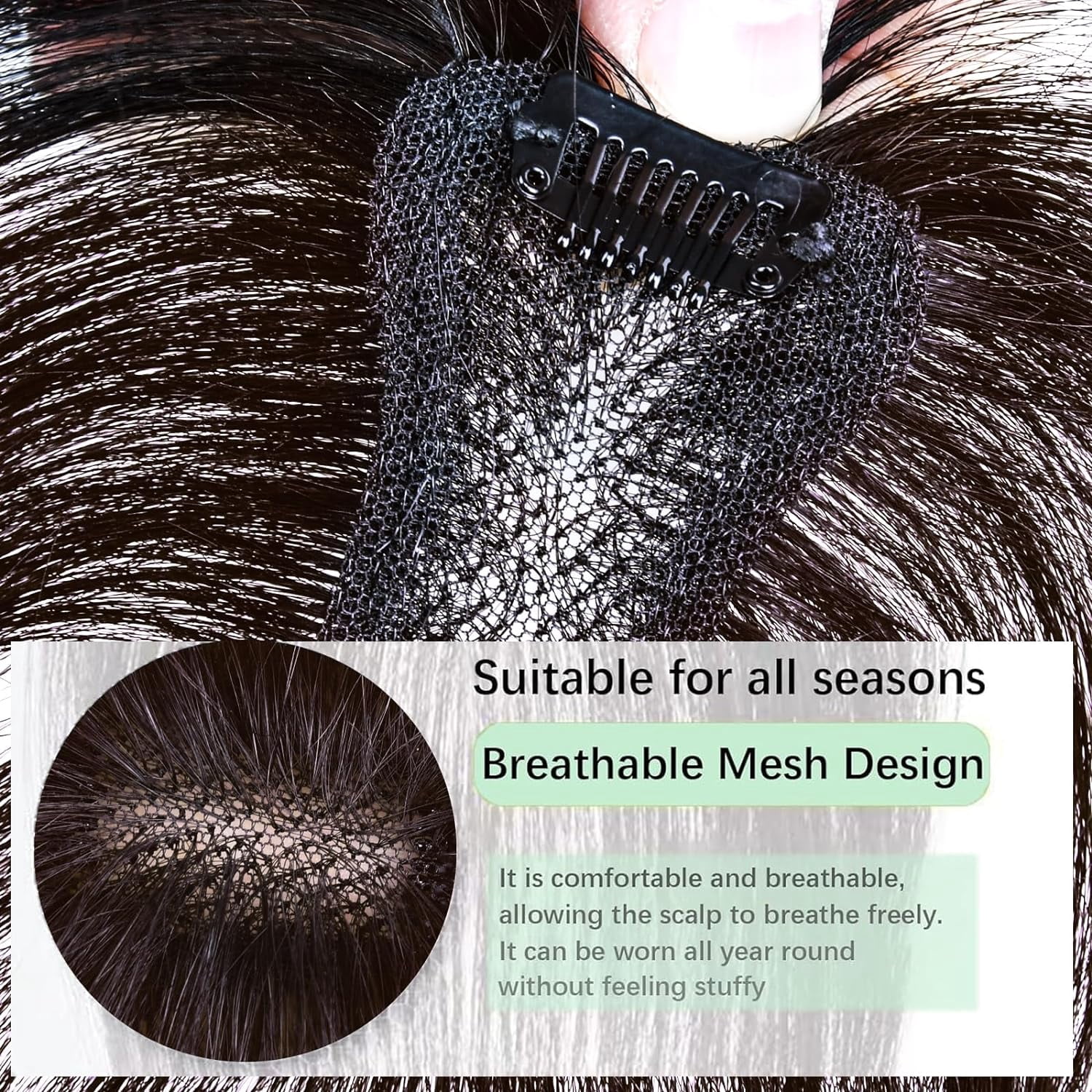 Bangs Hair Clip, Clip in Bangs Hair Toppers for Women 100% Real Human Hair, Clip on Bangs 360° 3D Cover Wispy Fake Clip in Hair Extensions for Women Daily (Dark Brown)