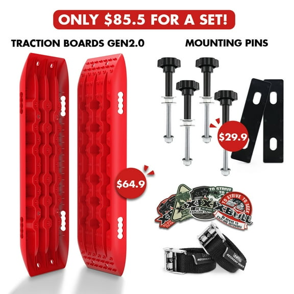 X-BULL Traction Boards Kits Red Gen2.0 Sand tracks With 2PCS Mounting Pin 10T 4WD 4x4