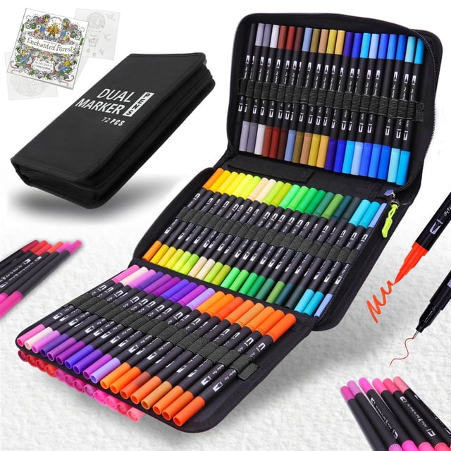 Rotuladores artísticos DSJIFGEW con punta doble (72 colores)