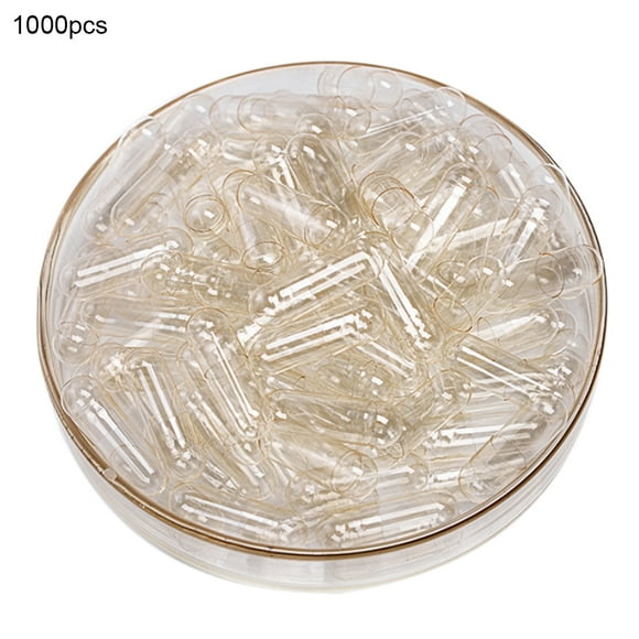 Flmtop 1000Pcs Transparent Hollow Gelatin Empty Separated Medical Powder Capsule Shells