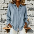 thumbnail image 3 of DAFPZW Striped Button Down Shirts for Women Cotton Dress Shirt Long Sleeve Collared Blouse Tops Business Office Attire, 3 of 5