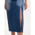 thumbnail image 5 of DARING DIVA Women's Midi Denim Skirt Side Split Rhinestone Jean Skirts X-Large Dark Blue, 5 of 7