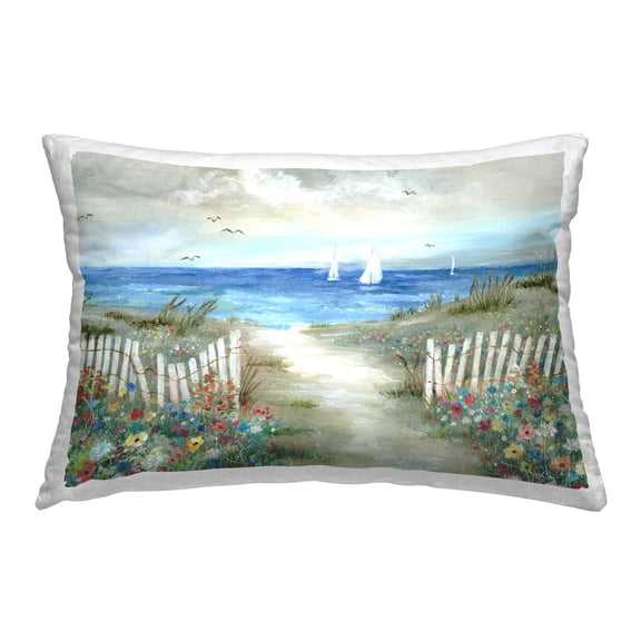 Stupell Industries Beach Flower Garden Decorative Printed Throw Pillow, 14 x 20