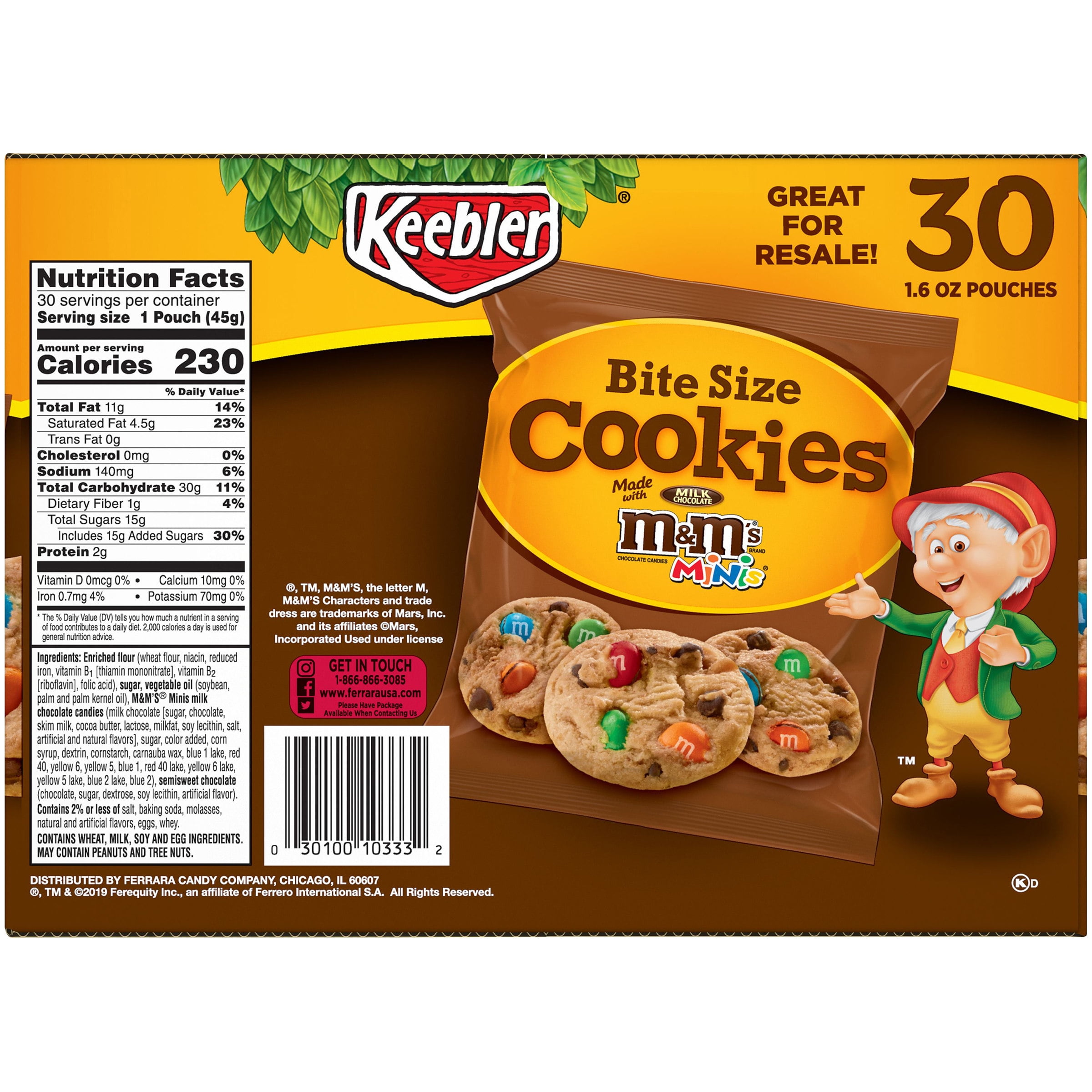Keebler Caddies Bite Size Milk Chocolate Cookies Minis, 1.6 oz, 30 Count