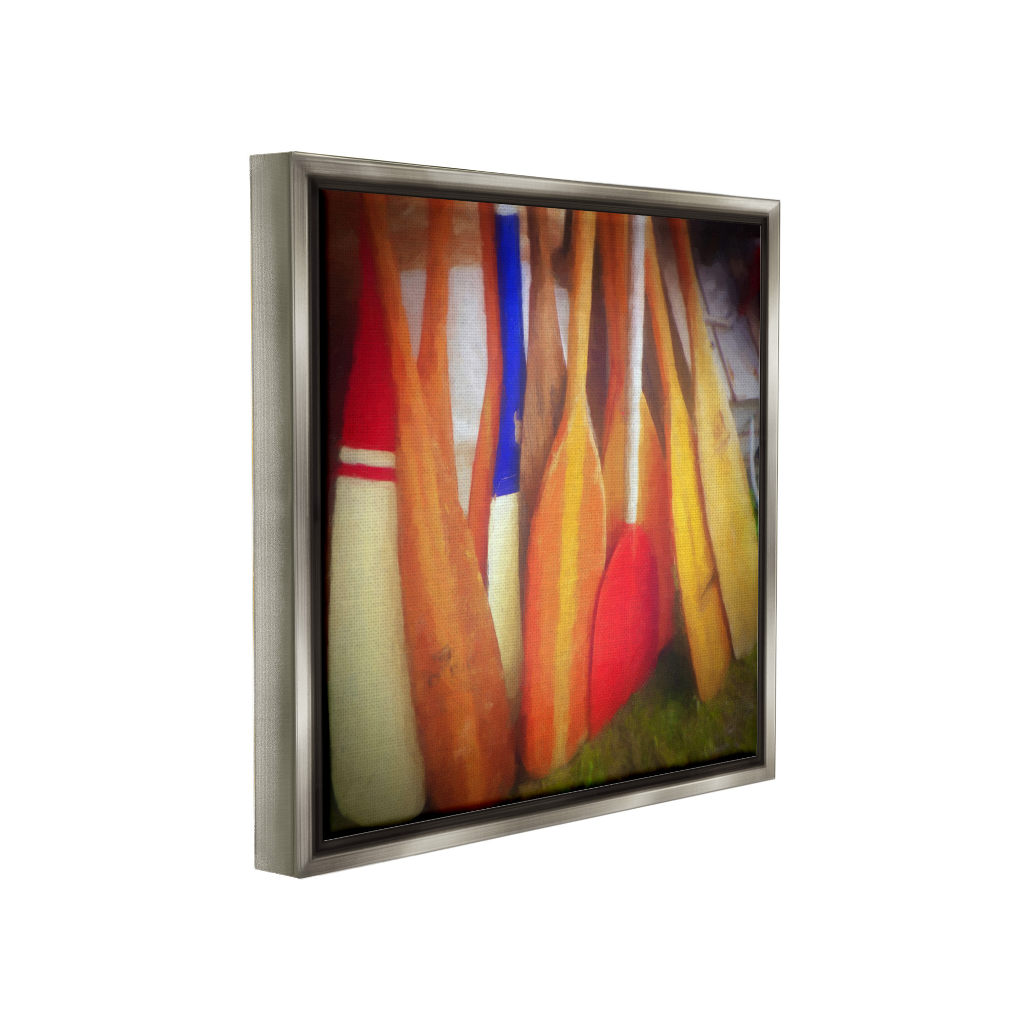 Stupell Industries Nautical Boating Oars Abstract Painting Gray Floater Framed Canvas Art Print Wall Art, 18 x 18