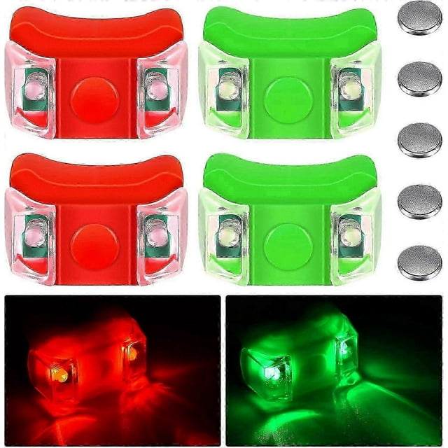4 Pieces Boat Bow Lights Red and Green LED Boat Navigation Lights with 5 Pieces Button Batteries for Boat Kayak Pontoon Hovercraft