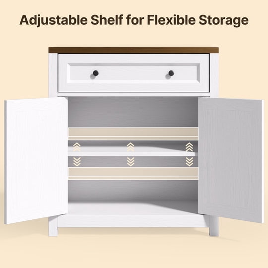 Aiho Storage Cabinet with Drawers, Kitchen Freestanding Floor Cabinet with Doors, 15.6 x 30 x 33.3 Inches, Adjustable Shelf, for Kitchen, Living Room, Kitchen - Retro Desktop
