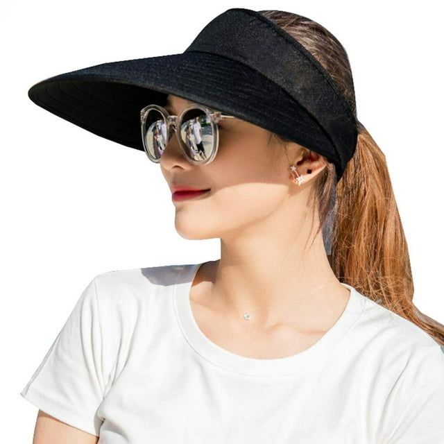 Sombreros con visera para mujer, gorra de playa con protección UV de verano de ala grande