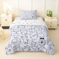 thumbnail image 2 of jejeloiu Simple Cat Line Pattern Twin Comforter Sets Kids,Minimal Print Bedding Set,Reversible,2pcs, 2 of 8