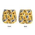 thumbnail image 3 of Rateoe Blue Striped Sunflower Printed 2 in 1 Women's Workout Shorts for Athletic Gym Running Shorts with Phone Pockets-Small, 3 of 7