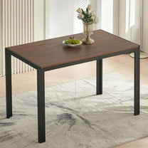 47" Dining Table, 4-Person Indoor Walnut Wood Grain Effect Table with Metal Legs, Rectangular Kitchen Table for Dining Room, Kitchen, Home Office, and Small Spaces