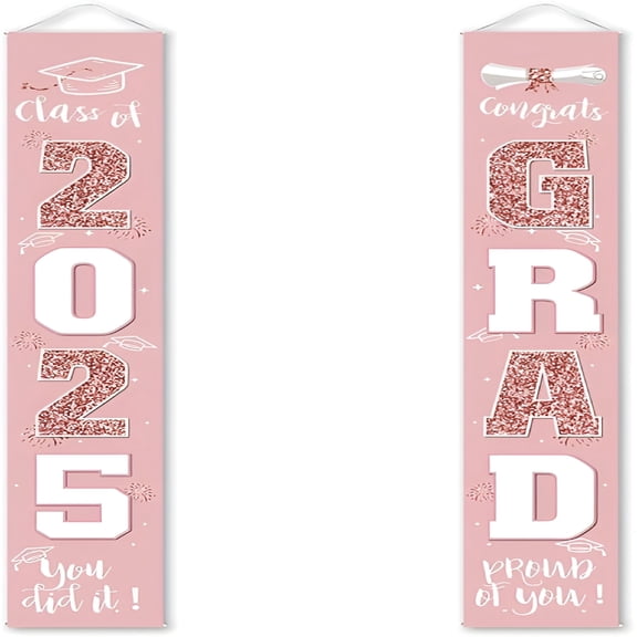 LAMIRO Graduation Decorations Porch Sign Banner for Class of 2025 Graduates Party Supplies