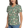 thumbnail image 5 of Yiaed Mushrooms Gnome Print Women's T Shirt V-Neck Short Sleeve Shirt Casual Breathable Tee Summer Tops-X-Large, 5 of 5
