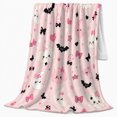 thumbnail image 2 of Cute Clouds with Bats Hearts and Bows, Playful Whimsical Style for Kids, Pink Kawaii Night Pattern and Birthday Gift, Cozy Flannel Blanket for Nursery and Bedroom, Home Decor, 2 of 9