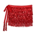 thumbnail image 5 of TiaoBug Women Sequin Skirt and Top Tassel Outfit Set Sparkly Belly Dance Costume Bra Tops and Fringe Skirts Sets Red 36A, 36B, 36C, 5 of 7