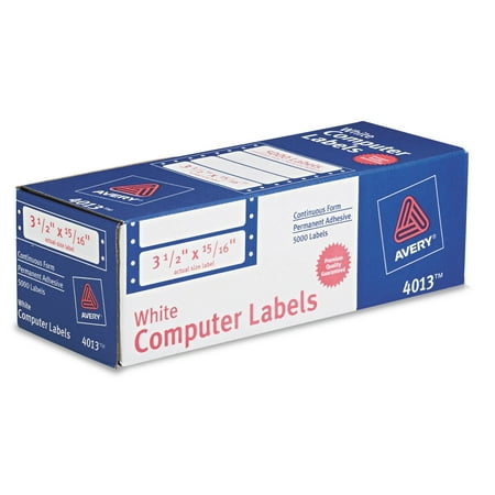 Hdd White Label Avery 4013 Dot Matrix Mailing Labels, 1 Across, 15/16 x 3 1/2, White (Box of 5000) ()
