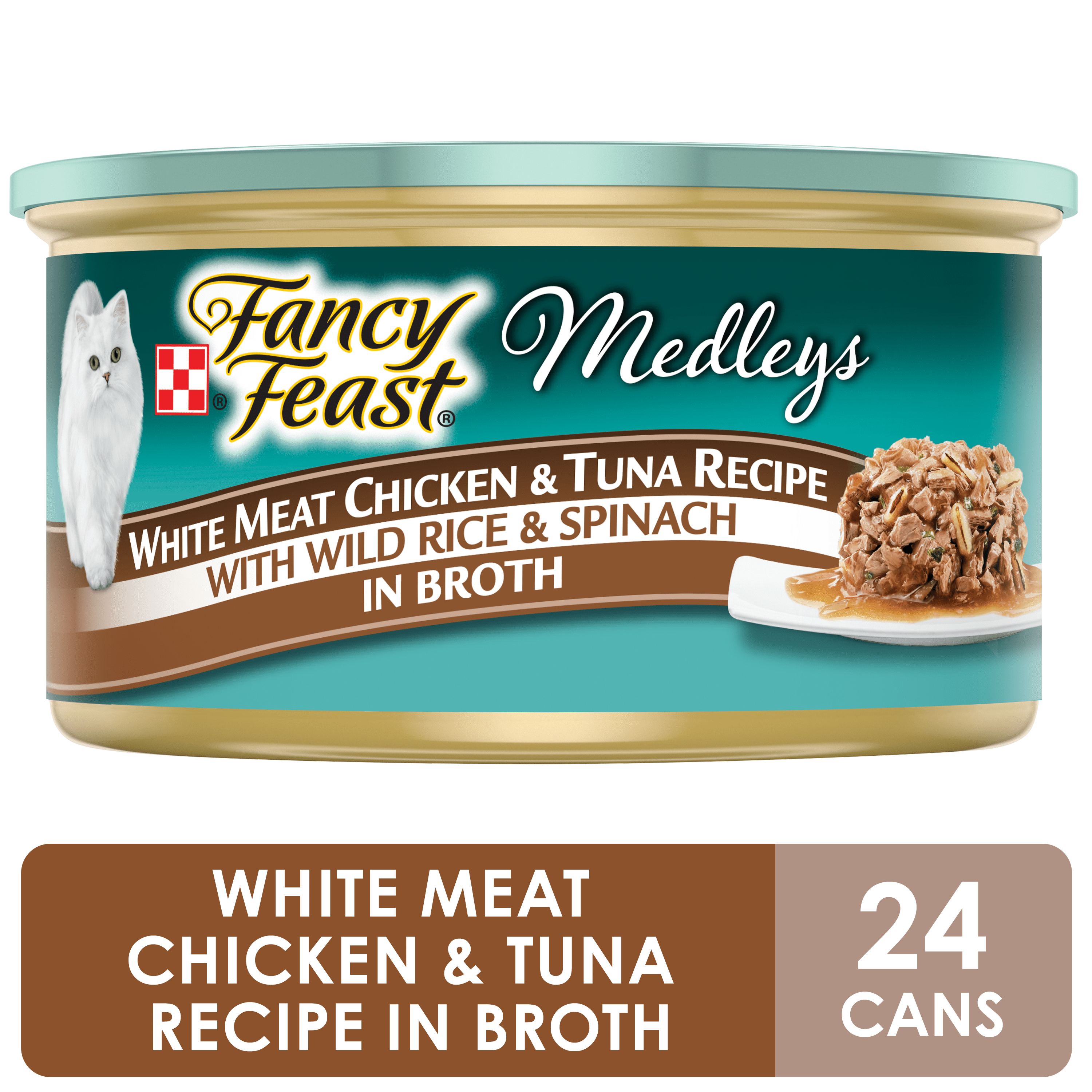 (24 Pack) Fancy Feast Wet Cat Food, Medleys White Meat Chicken & Tuna