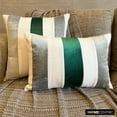 thumbnail image 4 of Euro Pillow Sham Covers, Emerald Green 26"x26" (65x65 cm) Euro Shams, Velvet Patchwork Euro Shams For Couch, Striped Pattern Modern Style - Velvet Band Emerald, 4 of 10
