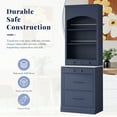 thumbnail image 4 of 83.7" High Kitchen Pantry Set of 2, Modern Freestanding Cabinet Hutch with Faux Marble Top, 5 Storage Drawers & Adjustable Shelves (Small Blue), 4 of 9